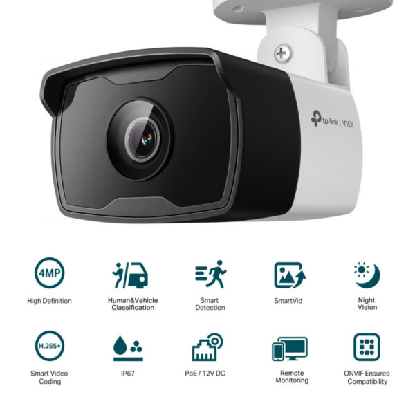 TP-Link vanjska IP Bullet Full color Wi-Fi HD kamera, 4MP, Detekcija osoba i vozila, H.265+, PoE/12V DC