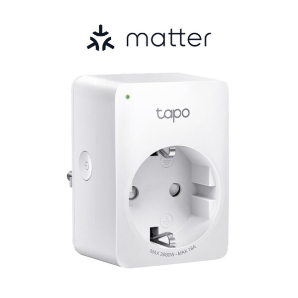 TP-Link Tapo Smart WiFi Plug Matter Standard, 2.4GHz, 802.11b/g/n, BT4.2, Tapo app, kontrola potrošnje energije, Timer/Schedule postavke, Glasovna kotrola Amazon Alexa/Google Assistant