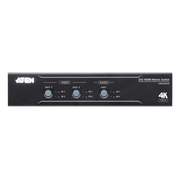 Aten 2x2 True 4K HDMI Matrix Switch with Audio De-Embedder