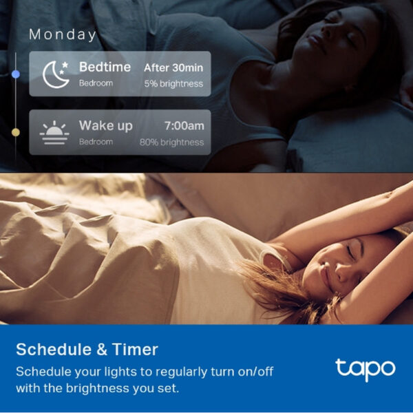 TP-Link Tapo Smart Wi-Fi višebojna žarulja E27, 8.7W, 806lm, 2500K - 6500K, glasovna kontrola (Amazon Alexa & Google Assistant) 2 pack