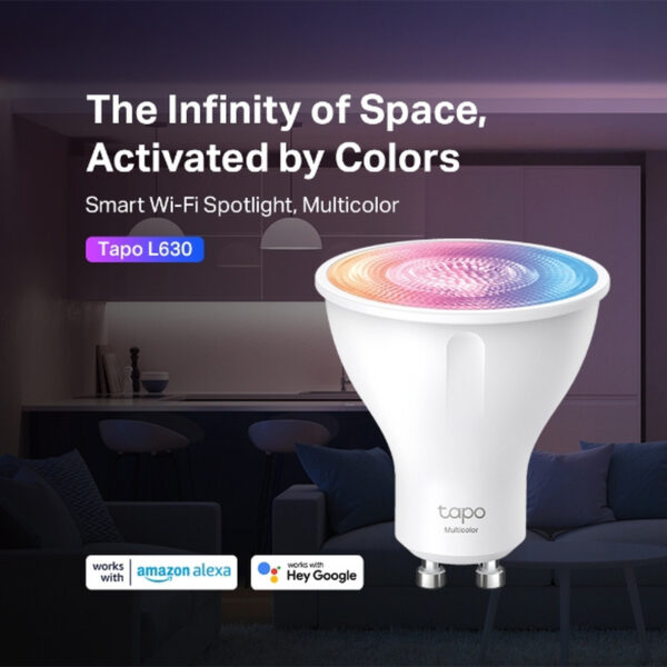 TP-Link Tapo Smart Wi-Fi Spotlight višebojna žarulja GU10, 350lm, 2,200 K do 6,500 K, dimabilna, glasovna kontrola (Amazon Alexa & Google Assistant)