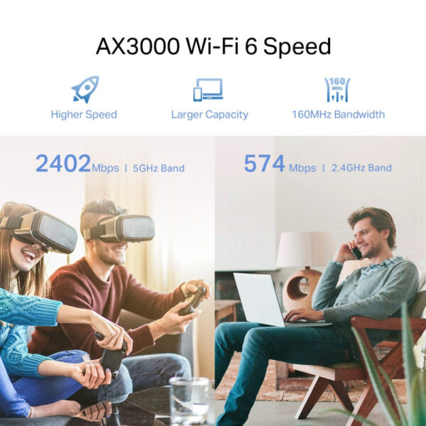 TP Link AX3000 bežični pojačivač dometa (Mesh Range Extender) Dual Band WiFi 6, 574 Mbp/2402 Mbps (2.4GHz/5GHz) Range Extender/Access Point, 1xGLAN, 2x vanjske antene