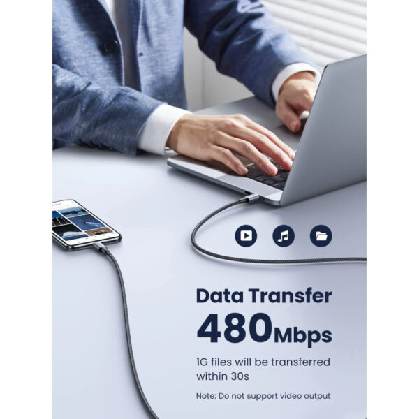 UGREEN USB-C (M) na USB-C (M), 100W, 5A, pleteni kabel, 2m