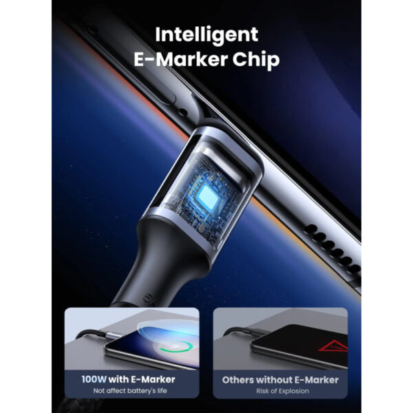 UGREEN USB-C (M) na USB-C (M), 100W, 5A, pleteni kabel, 2m