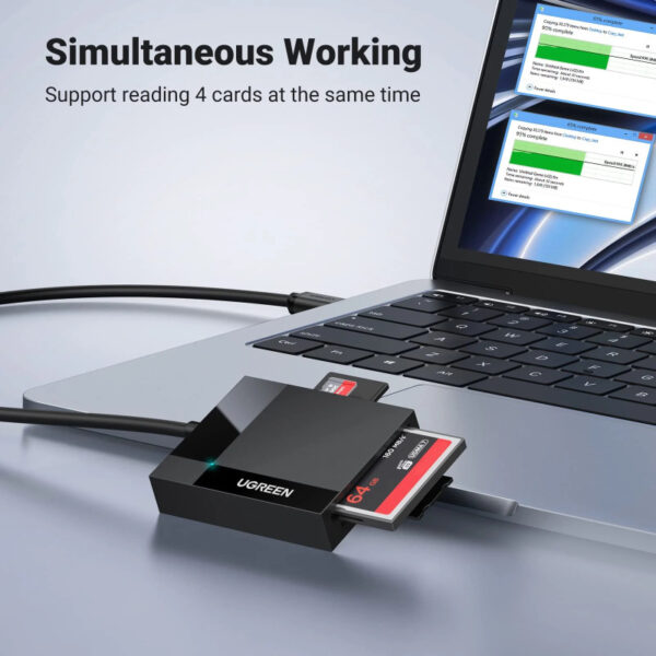 UGREEN čitač memorijskih kartica, USB 3.0, TF/SD/CF/MS kartice, 50cm, crni