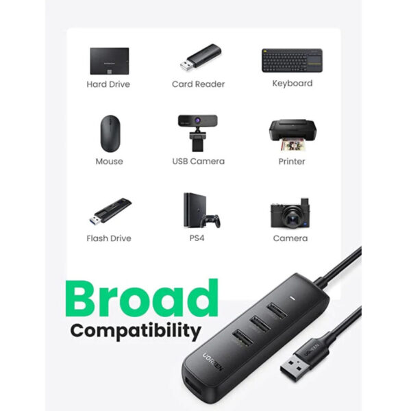 UGREEN 4-portni USB 3.0 Hub, crni, 1.0m