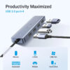UGREEN USB Hub USB-C 3.0, 4-portni, + USB-C power port, sivi