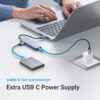 UGREEN USB Hub USB-C 3.0, 4-portni, + USB-C power port, sivi