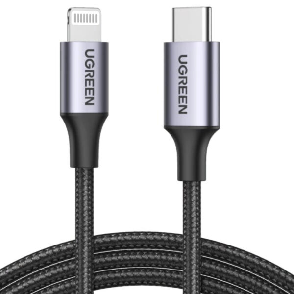 UGREEN Lightning na USB-C (M), MFi, PD, pleteni kabel, 1.0m