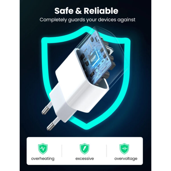 UGREEN zidni punjač 20W, USB-C, PD3.0/QC4.0, bijeli + USB-C/Lightning kabel 1.0m