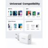UGREEN zidni punjač 20W, USB-C, PD3.0/QC4.0, bijeli + USB-C/Lightning kabel 1.0m