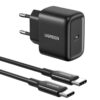 66415_01 UGREEN zidni punjač 25W, USB-C, PD3.0/QC4.0, crni + USB-C/USB-C kabel 2.0m