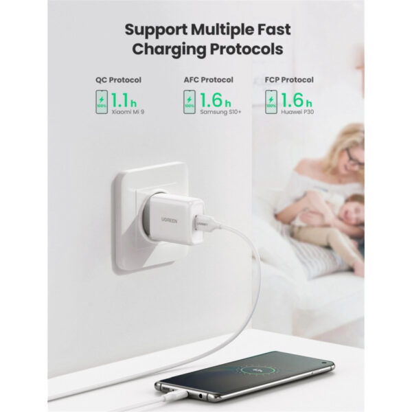 66418_03 UGREEN zidni punjač 18W, USB-A, QC 3.0, bijeli