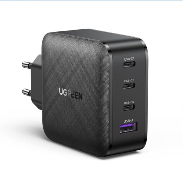 UGREEN GaN II Tech zidni punjač 65W, 1×USB-A/3×USB-C, PD3.0/QC4.0+, crni
