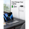 UGREEN GaN II Tech zidni punjač 65W, 1×USB-A/3×USB-C, PD3.0/QC4.0+, crni
