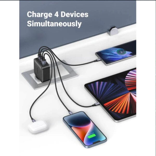 UGREEN GaN II Tech zidni punjač 65W, 1×USB-A/3×USB-C, PD3.0/QC4.0+, crni
