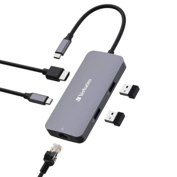 Verbatim CMH-05 Pro Multiport USB-C hub na 5 portova (1 x HDMI, 1 x RJ45, 2 x USB-A 3.0, 1 x USB-C PD)