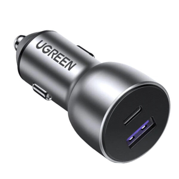 UGREEN auto punjač 52.5W, USB-C+USB-A, PD3.0/QC3.0, sivi