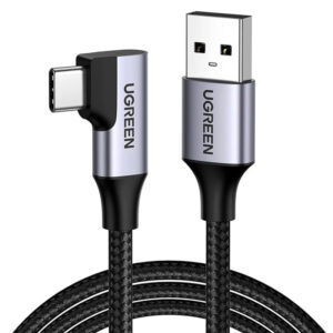 UGREEN USB-C (M) na USB-A (M), kutni 90°, 18W, 3A, pleteni kabel, 1m
