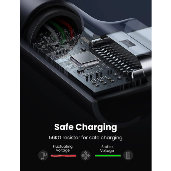 UGREEN USB-C (M) na USB-A (M), kutni 90°, 18W, 3A, pleteni kabel, 1m