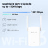 Mercusys AX1500 bežični pojačivač dometa (Range Extender) 300Mbps/1201Mbps (2.4GHz/5GHz), IEEE 802.11a/n/ac/ax, 1xGigabit RJ45 Port, 2×vanjska antena fiksna, WPS tipka