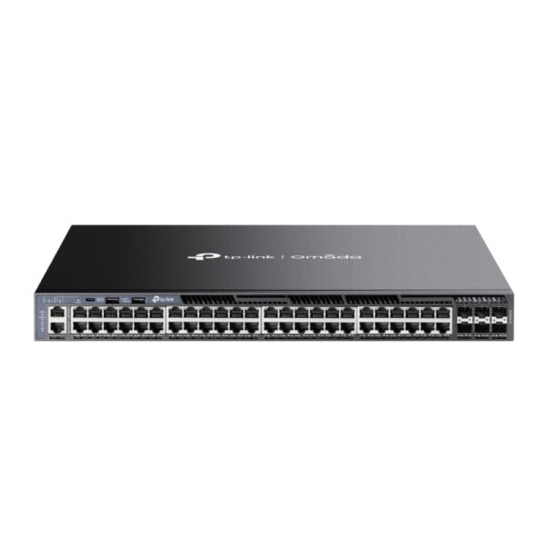 TP-Link 48-Port Omada Gigabit Stackable Managed preklopnik (Switch) L3, 6×10 Gbps SFP+, 2xUSB 2.0, 1xRJ45 Console port, 1xUSB-C console port, 1xRJ45 management port, metalno kućište