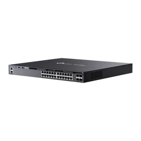 TP-Link 24-Port Omada Gigabit Stackable Managed preklopnik (Switch) L3, 4×10 Gbps SFP+, 2xUSB 2.0, 1×RJ45 Console Port, 1×USB-C Console Port, 1×RJ45 Management Port