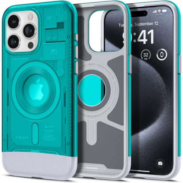 Spigen Classic C1 MagSafe, bondi blue - iPhone 15 Pro
