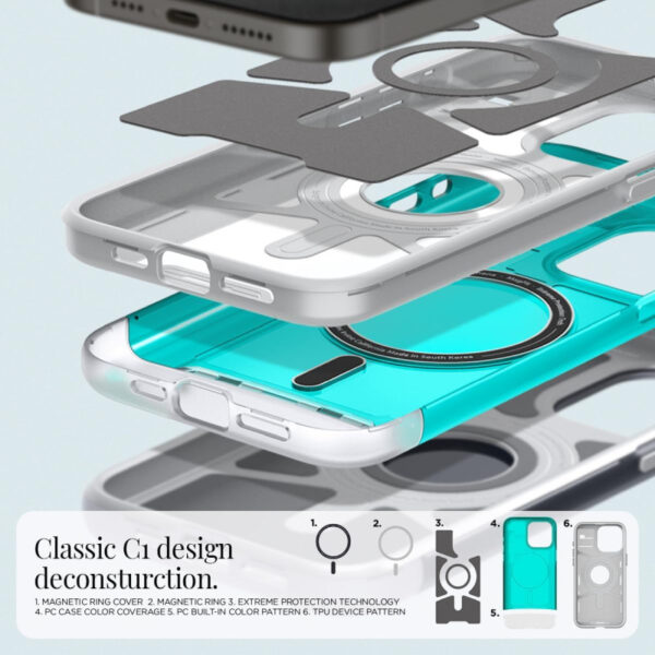 Spigen Classic C1 MagSafe, bondi blue - iPhone 15 Pro