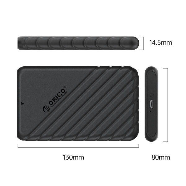 Orico vanjsko kućište 2.5" SATA HDD/SSD, 7 do 9.5mm, tool free, USB3.1 Gen1 Type-C, crni (ORICO-25PW1-C3-BK-BP)