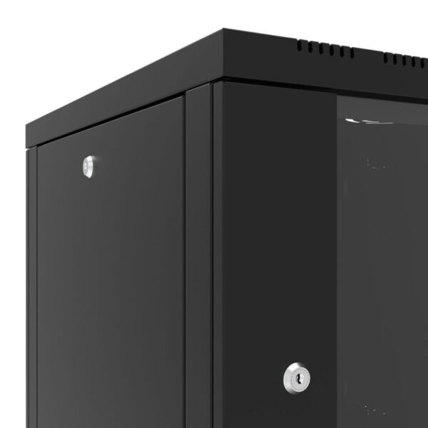 Canovate 6U 600x600x376 SINGLE zidni ormar s bočnim stranama koje se mogu otvoriti izvana, crni (WS3O-9-0666F)
