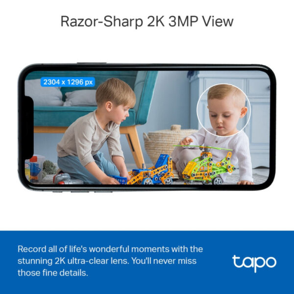 TP-Link Tapo C110 Home Security Wi-Fi Camera, 3MP, H.264, Two-Way Audio, 2.4 GHz