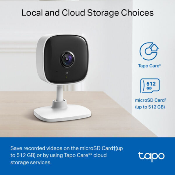 TP-Link Tapo C110 Home Security Wi-Fi Camera, 3MP, H.264, Two-Way Audio, 2.4 GHz