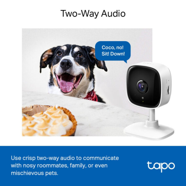 TP-Link Tapo C110 Home Security Wi-Fi Camera, 3MP, H.264, Two-Way Audio, 2.4 GHz