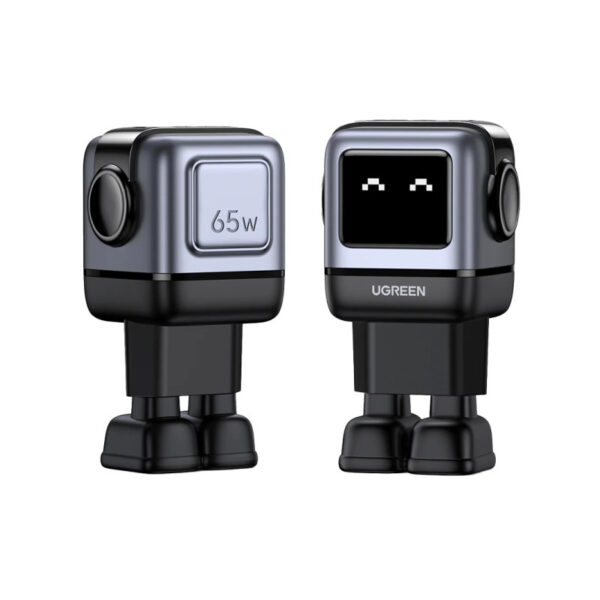 67345_02 UGREEN Robot zidni punjač 65W, 2x USB-C, 1xUSB-A, GaN, sivo crni