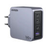 UGREEN Nexode Pro zidni punjač 160W, 3×USB-C/1×USB-A, USB-C kabel, GaN, sivi