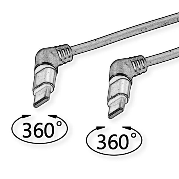 ROLINE 360° USB 2.0 kabel, C-C, M/M, 60W, crveno/crni, 1.0m
