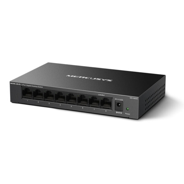 Mercusys MS108GS 8-Port Gigabit Desktop preklopnik (Switch) 8×10/100/1000Mbps, Plug & Play, Auto-Negotiation, Auto-MDI/MDIX, metalno kučište