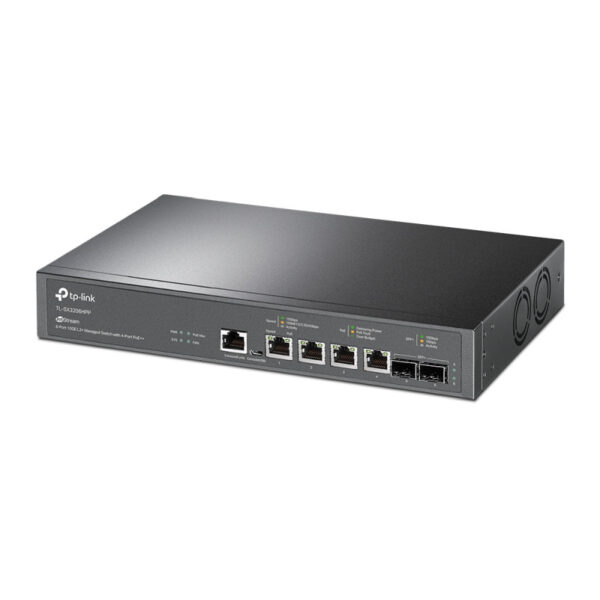TP-Link 6-Port Omada JetStream Managed preklopnik (Switch) 10GE L2+, 4×10GB RJ45 portEs, 4xPoe++, 2×10G SFP+, 1× RJ45 Console Port, 1× Micro-USB Console Port, metalno kućište