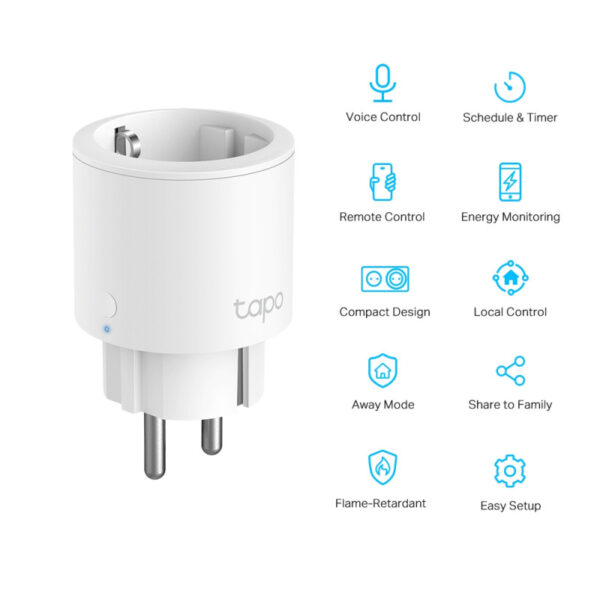 TP-Link Tapo P115 Mini Smart Wi-Fi Socket, Energy Monitoring, 2.4 GHz WiFi, glasovna kontrola