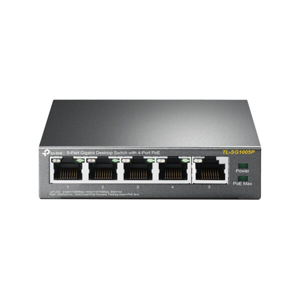 TP-Link 5-port Gigabit PoE+ preklopnik (Switch) 5×10/100/1000M RJ45 ports, 1×PoE++ In, 4xPoE+ Out ports, metalno kućište