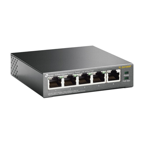 TP-Link 5-port Gigabit PoE+ preklopnik (Switch) 5×10/100/1000M RJ45 ports, 1×PoE++ In, 4xPoE+ Out ports, metalno kućište