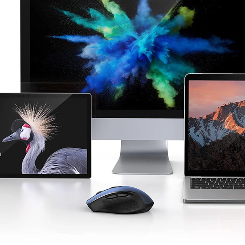 UGREEN MU006 bežični ergonomski miš, bluetooth, 4000 DPI, USB, plavo crni