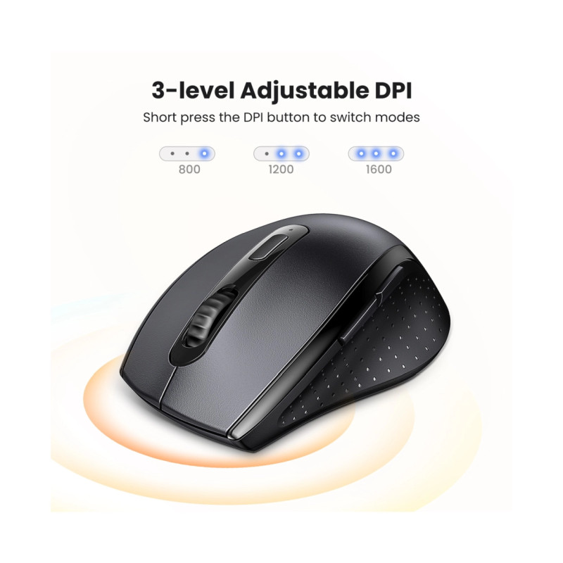 UGREEN bežični miš, 1600 DPI, USB, crni