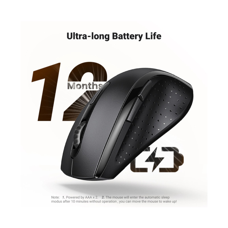 UGREEN bežični miš, 1600 DPI, USB, crni