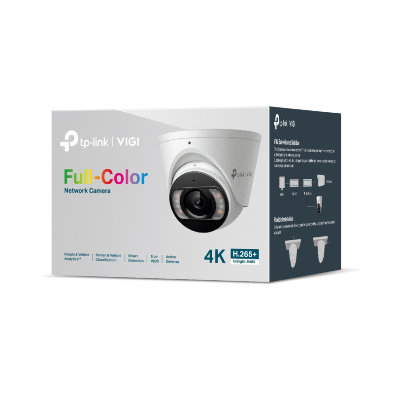 TP-Link VIGI InSight S485 Full color kamera 4K 8MP, Pan/Tilt/Rotation, H.265+, 4mm leća, RJ45, Night Vision, microSD, dvosmjerni audio, detekcija pokreta, vodootporna IP67, VIGI app