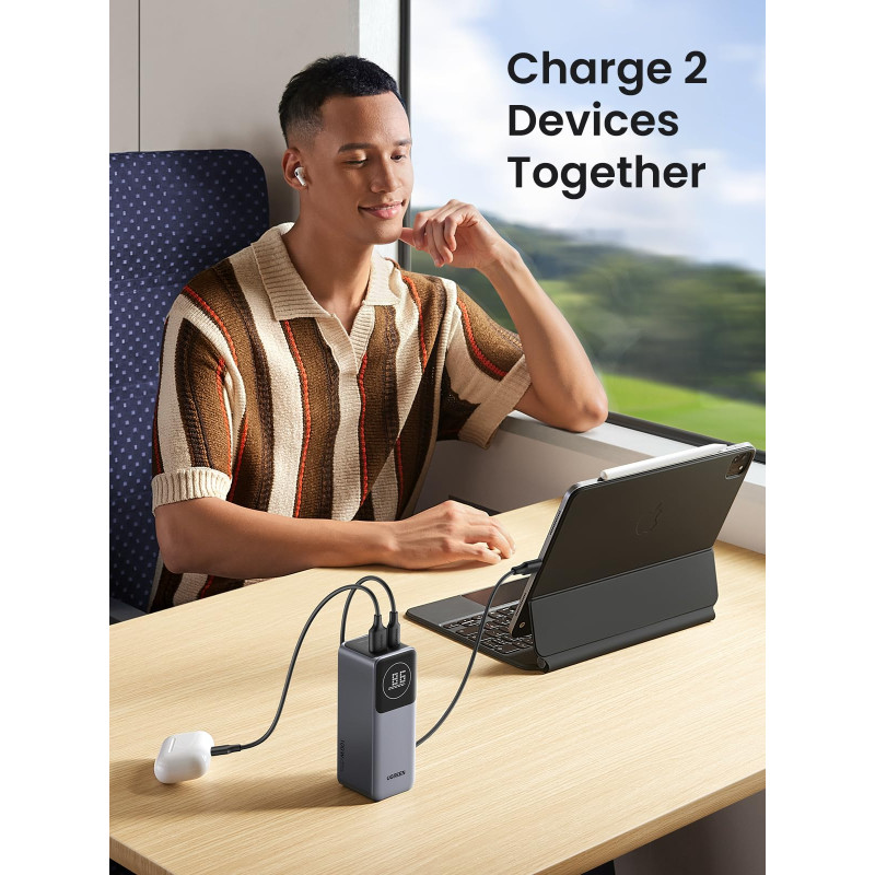 UGREEN Nexode prijenosni punjač (Powerbank) 12000mAh, 100W brzo punjenje, 1×USB-A/2×USB-C, PD3.0/QC3.0, sivi