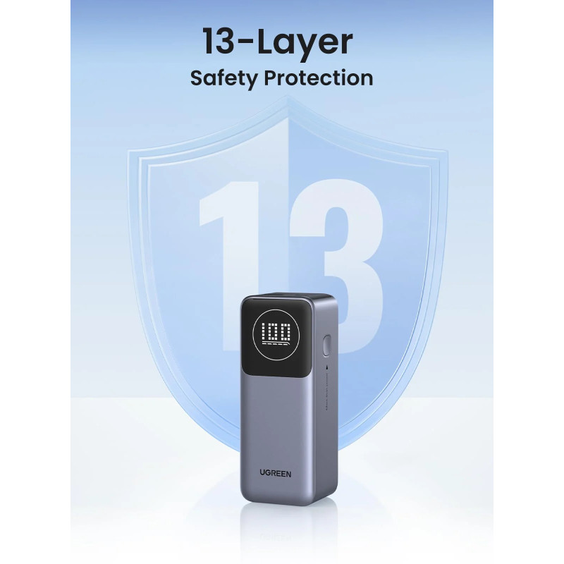 UGREEN Nexode prijenosni punjač (Powerbank) 12000mAh, 100W brzo punjenje, 1×USB-A/2×USB-C, PD3.0/QC3.0, sivi
