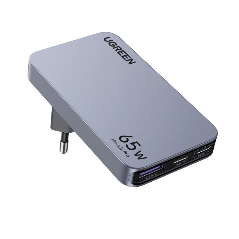 UGREEN Nexode Pro Ultra-Slim zidni punjač 65W, 2x USB-C, USB-A, GaNInfinity, sivi