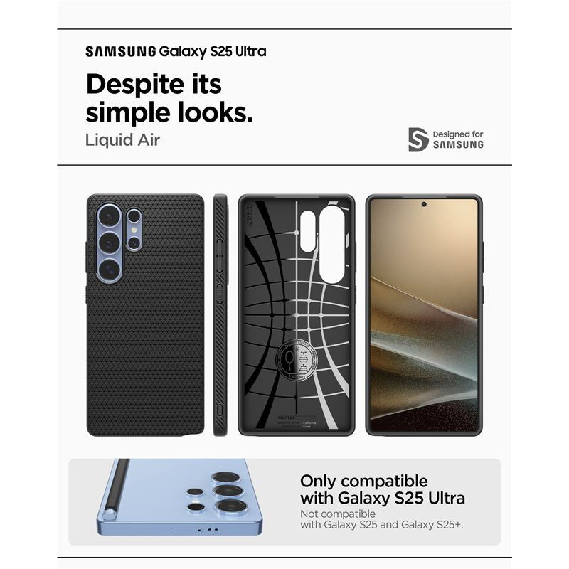 Spigen Liquid Air, matte black - Samsung Galaxy S25 Ultra (ACS08953)